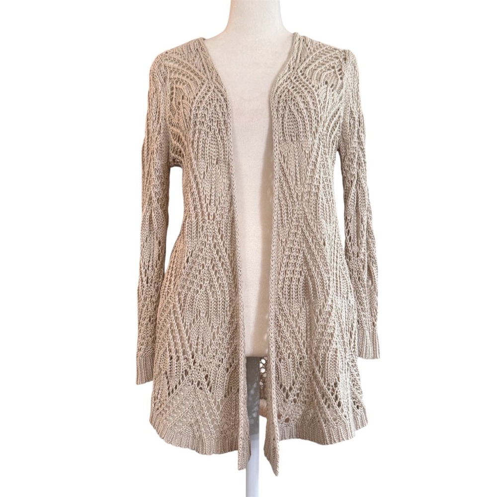 CYRUS light beige knitted lace cardigan, size S